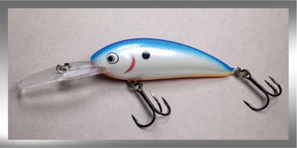 BALSA Shad Wobbler, schwimmend, Farbe: BSO Blue-White-Orange, Größe 08 ( 8,3 cm), Gewicht: 18 Gramm, von Bagley Bait